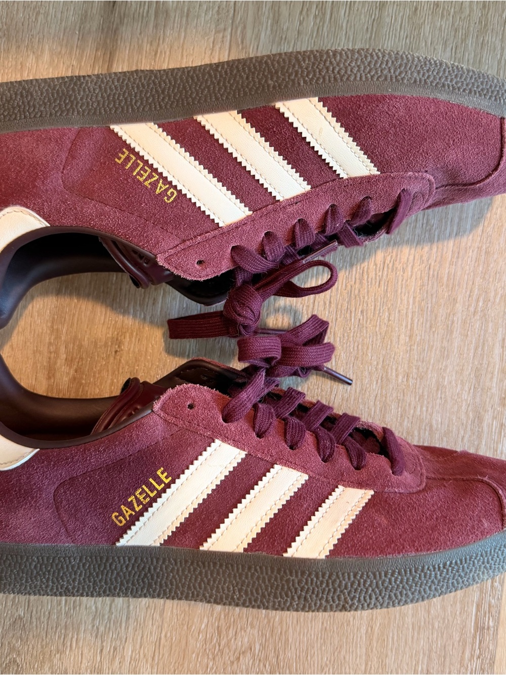 adidas Gazelle Maroon Women’s Suede Sneakers and White
